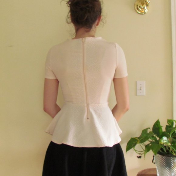 Light Pink Dragonskin Texture Peplum Top - Picture 3 of 4